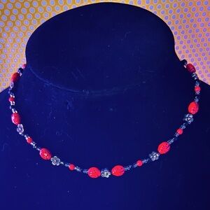 43. Elegant Red and Silver Beaded Necklace